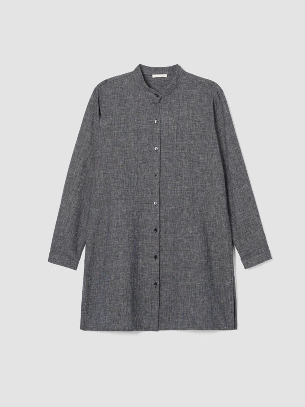 Eileen Fisher Hemp Organic Cotton Grid Long Shirt - Color: Black/White